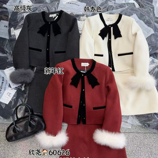 口 配可拆卸真狐狸毛袖 60626 半身裙套装 Cecil短外套