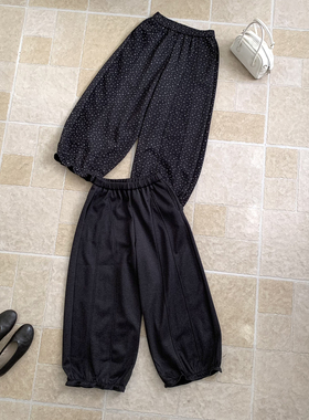 可可-极高～韩系简约纯色碎花印花设计宽松花苞休闲裤G69185034NN