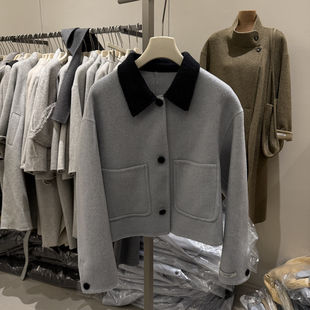 YS1 Cecil撞色拼接双面羊绒小外套羊毛外套 含100羊毛