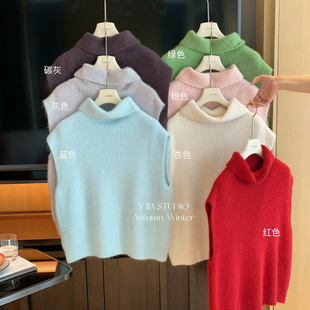 Cecil领马甲～秋冬叠搭神器软软糯糯坑条高领马甲毛衣1395