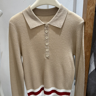含30.2绵羊毛 Cecil季 针织衫 撞色拼接Polo领修身 Y568 新款