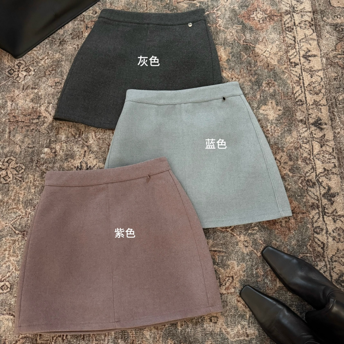 Cecil码复古毛呢温柔A版气质百搭巨百搭半身裙（含8绵羊毛）YZ168