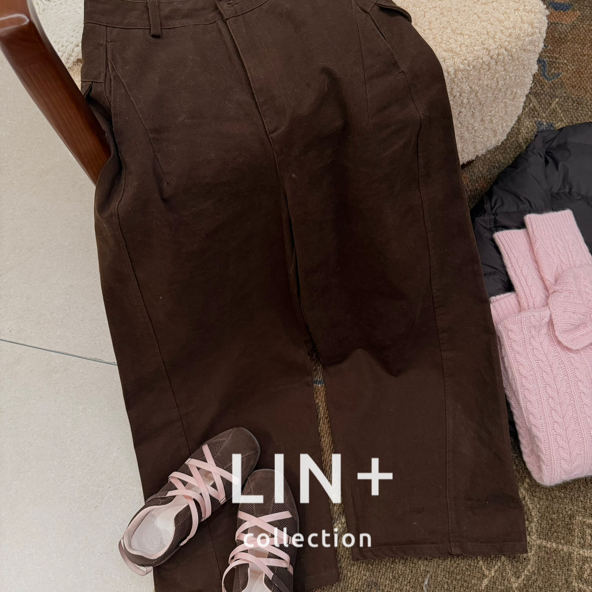 Cecil绵复古棕咖显瘦剪裁显瘦美臀线必带休闲裤(必带)MK586-1