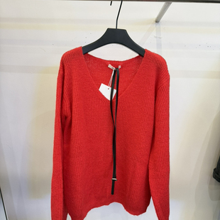 9179 YS1 Cecil氛围感慵懒风V领宽松针织衫 配腰带