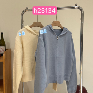 Cecil简约慵懒风连帽拉链保暖毛衣 h23134 含100羊毛