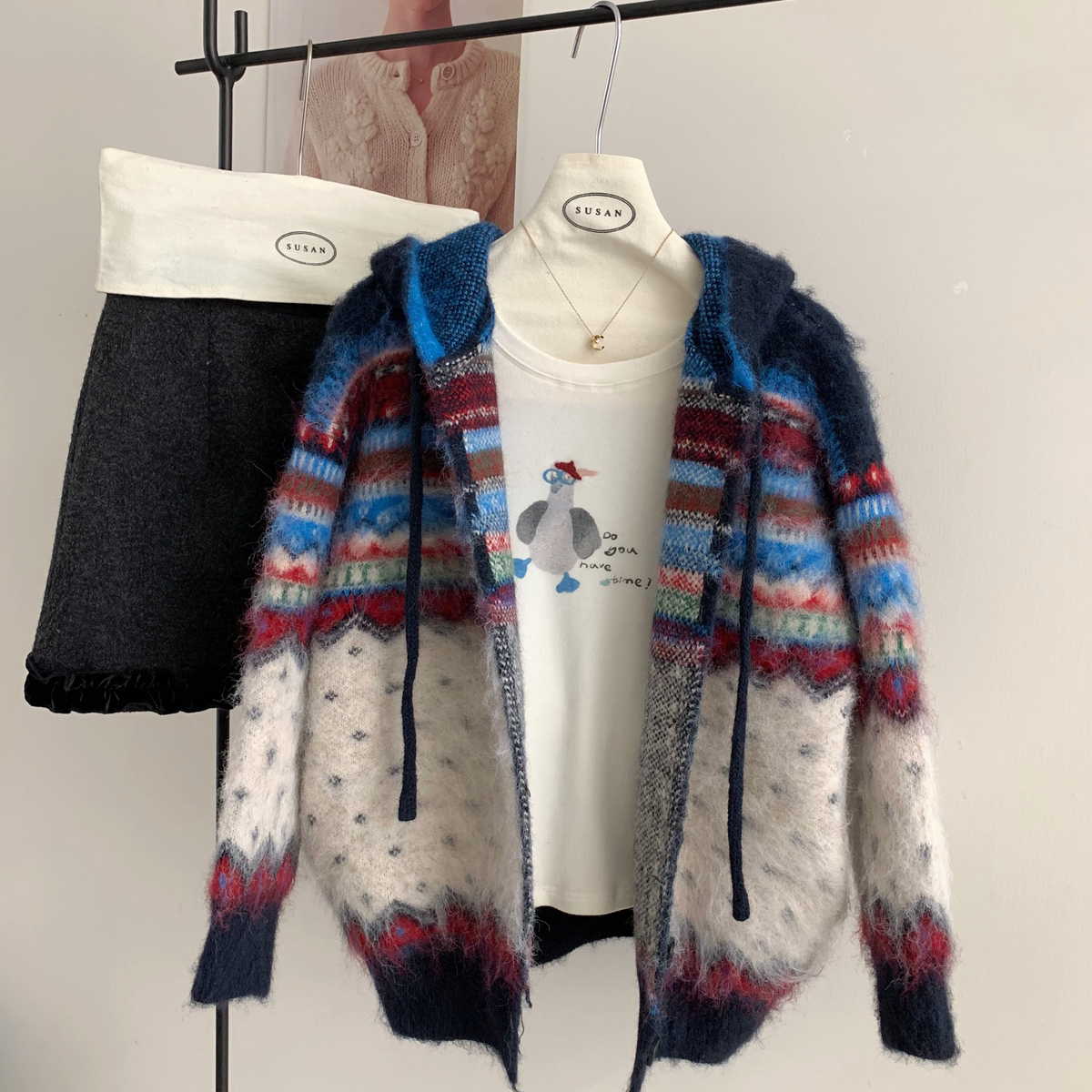 Cecil鲁本斯女主强烈安利冬季加厚连帽费尔岛保暖毛衣2017s