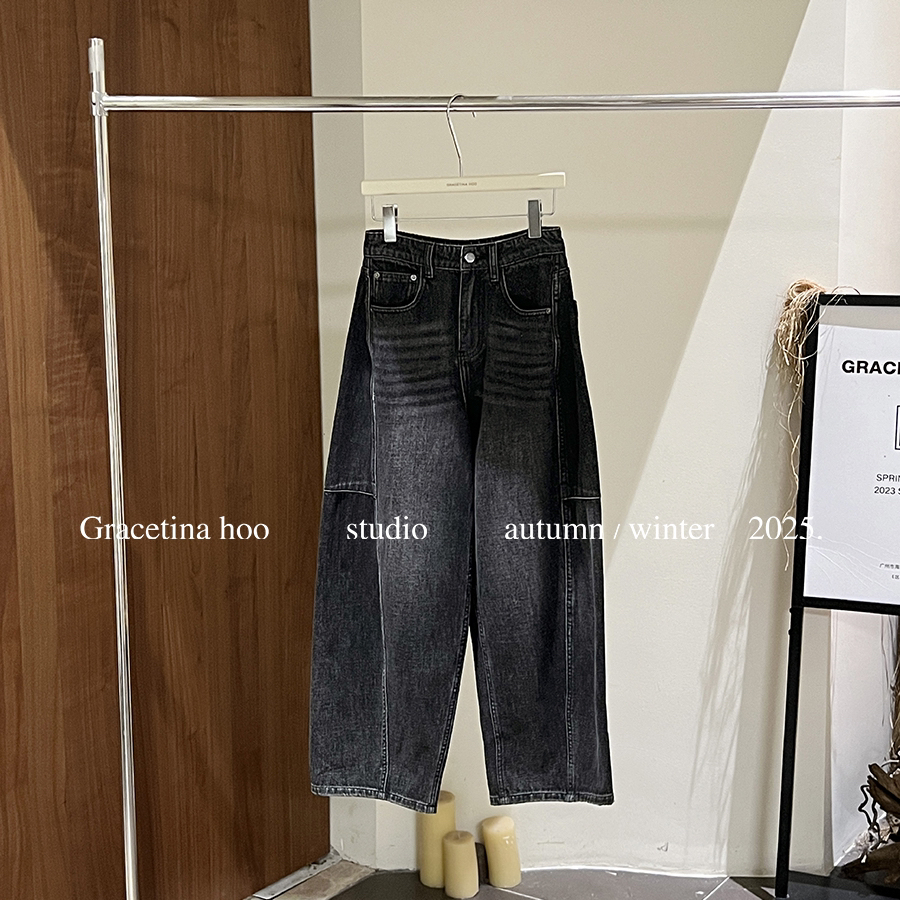 Cecil法式复古重工立裁时髦感通勤百搭弯刀牛仔裤NB9123