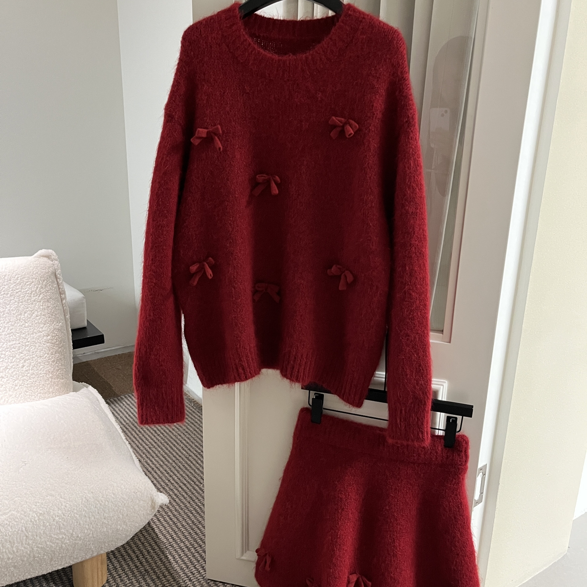 Cecil整套圣诞节新年羊毛毛衣+针织半身裙两件套套装S00072