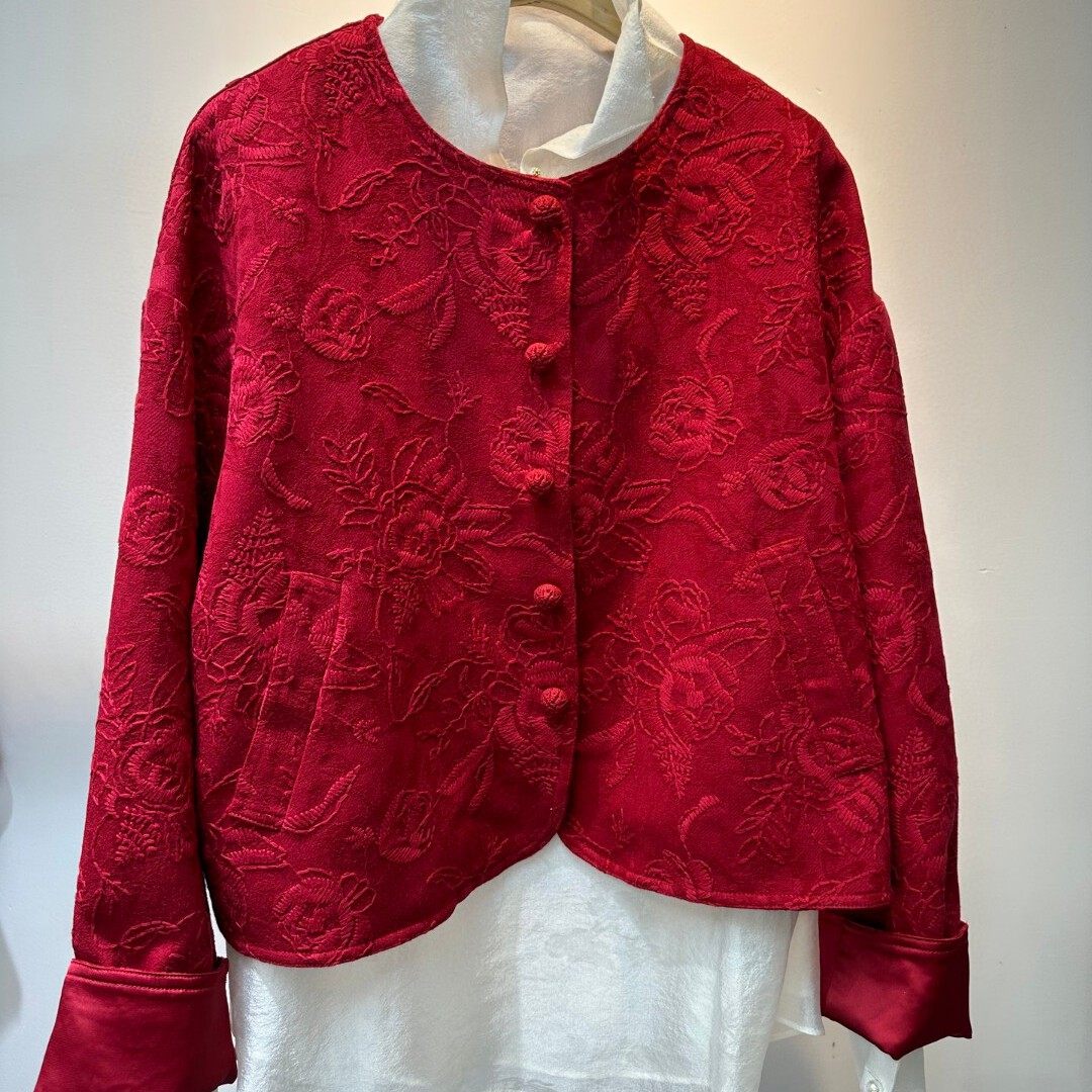 可可-春圆领山茶花重工刺绣单排扣宽松版棉麻短外套YS162-G517,女装/女士精品,时尚套装,淘宝优惠券,粉丝福利购,淘宝优惠卷