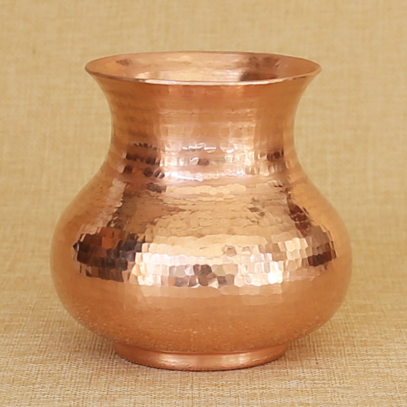 纯手工纯铜花瓶紫铜全铜花瓶摆件红铜花瓶插花装饰花瓶家居饰品