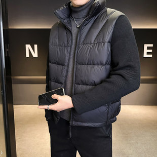 90绒泡芙羽绒服男针织拼接冬季 痞帅防寒服加厚立领外套男 2025新款