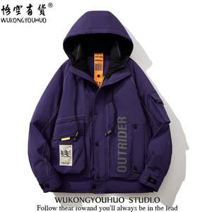 【悟空有货】冬季连帽设计感工装冲锋衣加厚保暖情侣款羽绒服外套