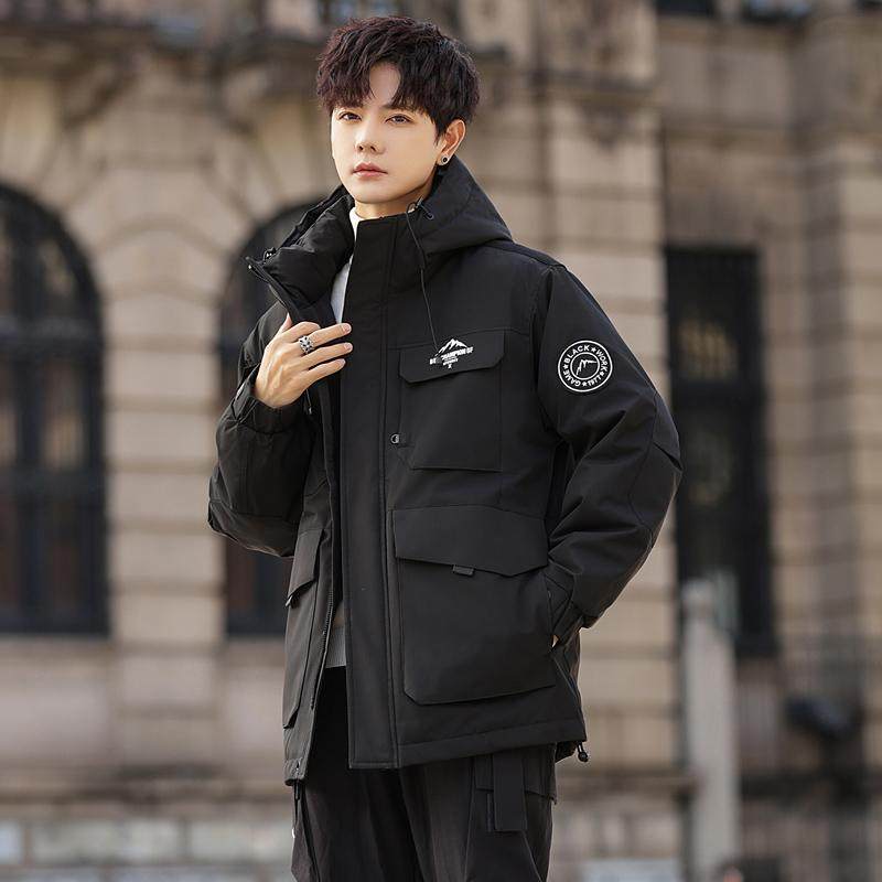 2025冬季新款男士工装户外羽绒服连帽保暖韩版加厚休闲冬装外套潮,男装,羽绒服,淘宝优惠券,粉丝福利购,淘宝优惠卷