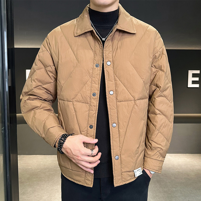 轻薄羽绒服男冬季新款潮流宽松男士翻领外套舒适轻便保暖冬装上衣