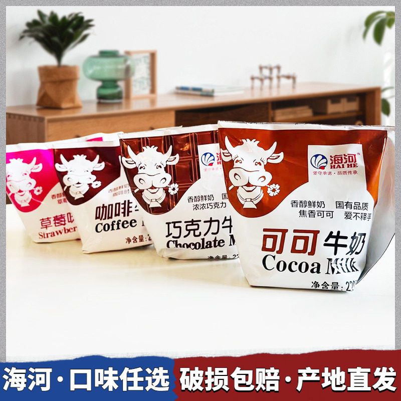 天津海河牛奶可可奶220ml/网红风味奶巧克力早餐奶调制乳混合口味