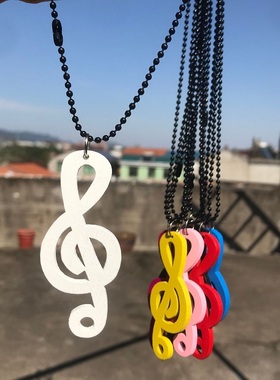 木质长款音符毛衣链时尚饰品礼品