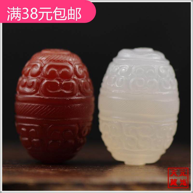 diy两款颜色刻花仿古纹勒子鼓珠
