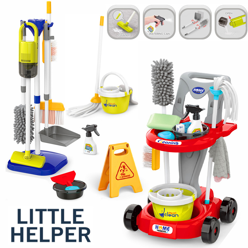 跨境儿童仿真清洁工具推车过家家吸尘器扫把拖布套装清洁卫生