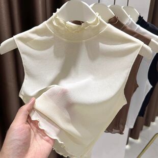 假领子女蕾丝内衬毛衣装饰无袖网纱打底背心百搭假领高档内搭薄纱