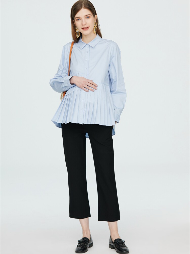 BUSINESS PREGNANT WOMAN INTERVIEW PROFESSIONAL WEAR SPRING AUTUMN SHIRT WORKWEAR WORK MATERNITY WEAR BLOUSE COMMUTER COTTON SHIRT
