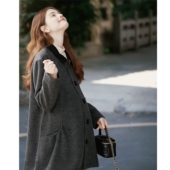 冬装 中长款 上衣大码 外套职业秋冬装 孕妇针织开衫 上班族孕妇职业装