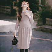 孕妇打底衫 大码 过膝修身 纯棉磨毛t恤连衣裙长款 加绒内搭冬 孕妇装