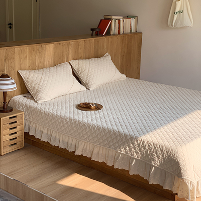 泡芙小格子80支全棉床盖三件套