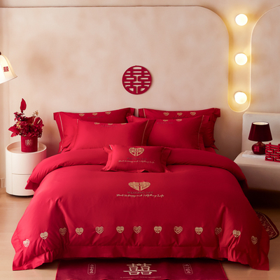 60S长绒棉刺绣四件套备婚结婚