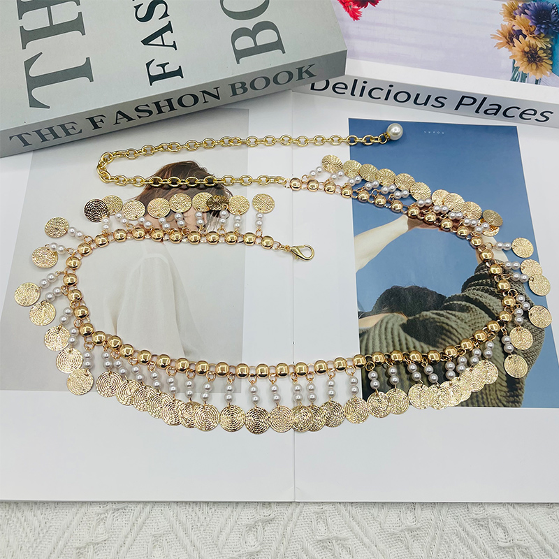 金属珍珠亮片肚皮舞腰链女