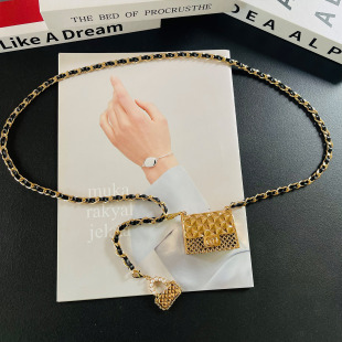 小香风金属链条小包腰链配饰女斜跨包菱格腰带腰包耳机包装 饰裙子