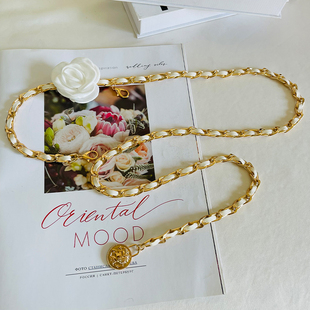 思思家小香风腰链配饰连衣裙女士金属链条收腰大花朵甜美百搭腰带