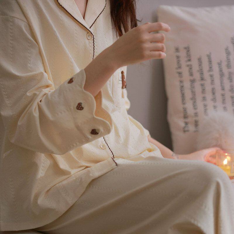 睡衣女款2025新款纯棉长袖春秋季韩系网红款奶fufu家居服