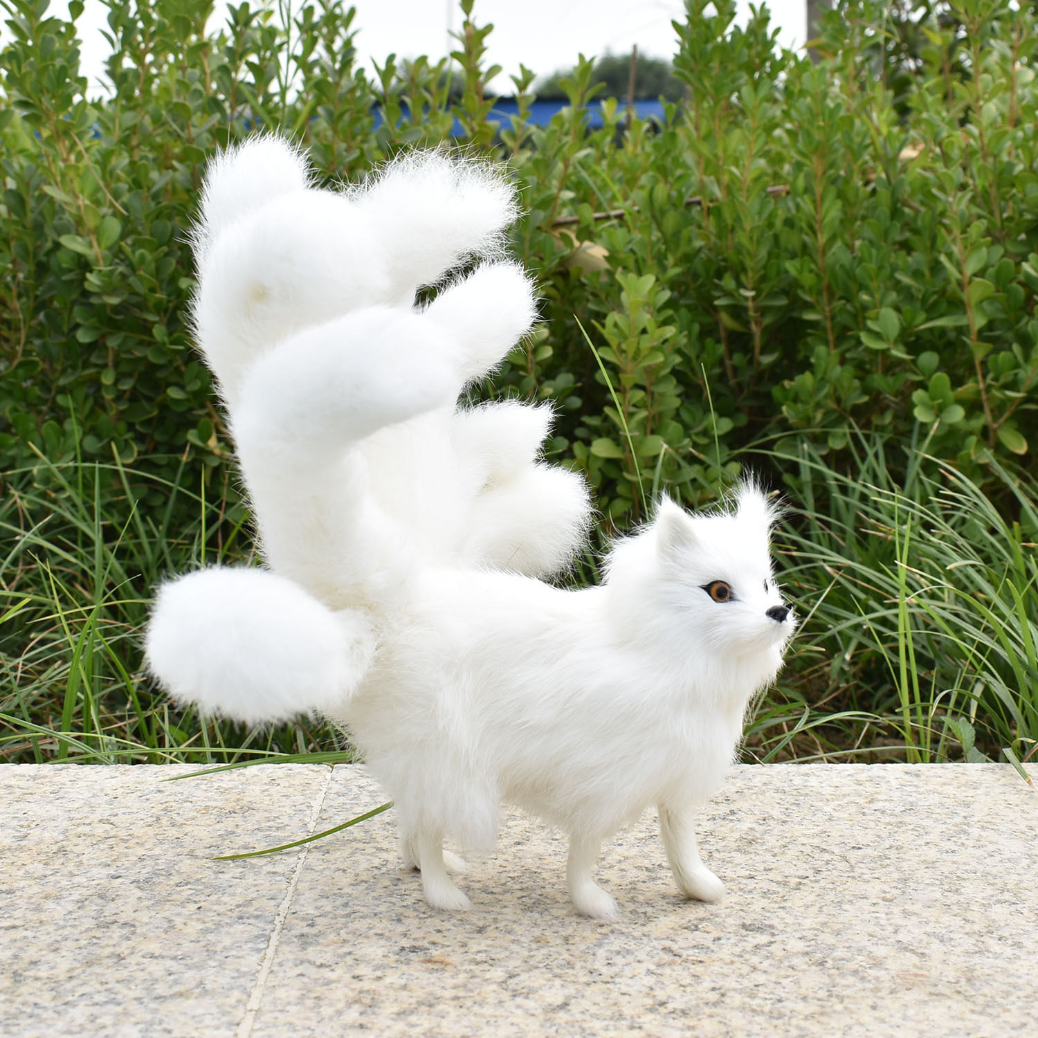 仿真九尾狐模型狐狸毛绒玩具玩偶桌面礼物创意装饰白狐摆件纯手工