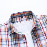 新款夏季外贸男衬衫格子短袖大码男衬衫短袖上衣A37-P32镂空，男装T恤，星座1203