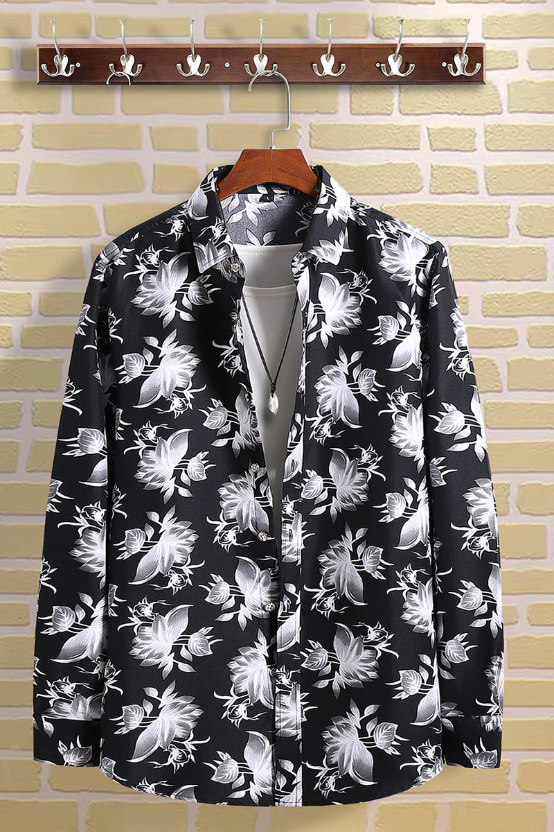 挂拍QT5012男式长袖印花衬衫加肥加大男青年花衬衫长袖C608p35,男装衬衫,星座1203