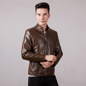 秋冬季男上衣PU皮衣夹克立领男外套821皮衣p130图片