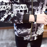 中国风春秋装新款男生花夹克衫潮男加肥加大码修身外套JK805p65，男装夹克，星座1203