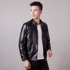 秋冬季男上衣PU皮衣夹克立领男外套821皮衣p130图片