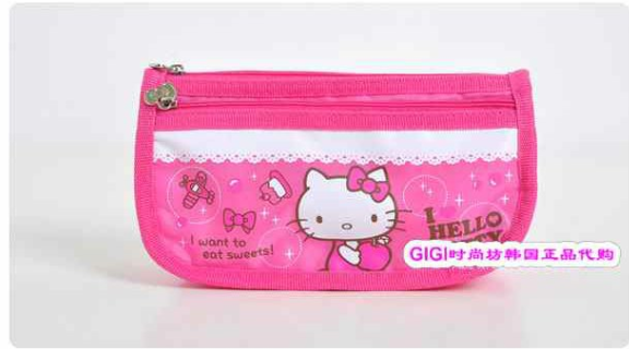 韩国正品代购Hello kitty凯蒂猫笔袋 学生文具盒 铅笔袋 现货