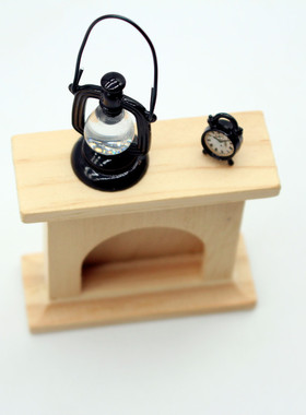 Dollhouse 娃娃屋 仿真微缩 壁炉黑色闹钟 煤油灯 装饰食玩摆件