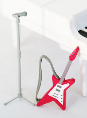 Dollhouse 仿真袖珍 电吉他麦克风支架话筒模型 微缩场景模型食玩