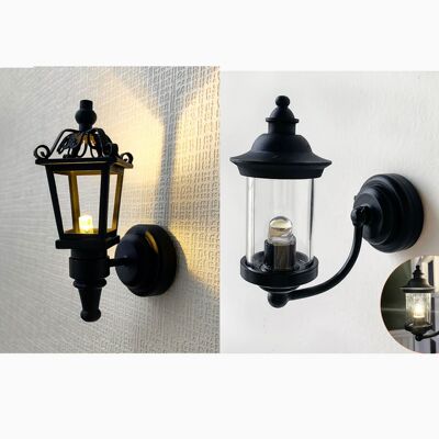 dollhouse 娃娃屋 仿真微缩 复古 庭院 壁灯 LED 可亮 模型道具