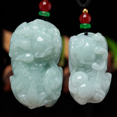 冰糯种翡翠貔貅吊坠男款 天然玉石霸王貔貅吊坠全手工玉器挂件A货