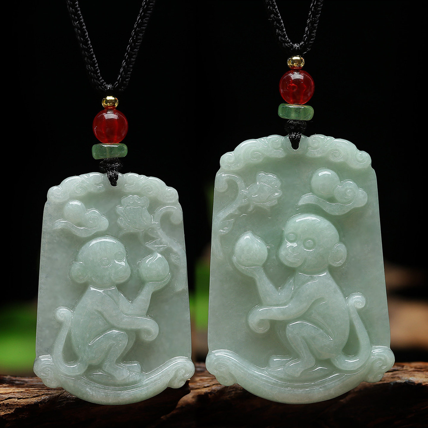 送女友男礼物天然翡翠情侣玉佩生肖猴吊坠一对组合男女款兄妹项链