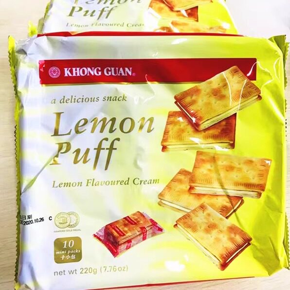 新加坡进口康元柠檬味卜夹心饼干内含10袋独立小包装