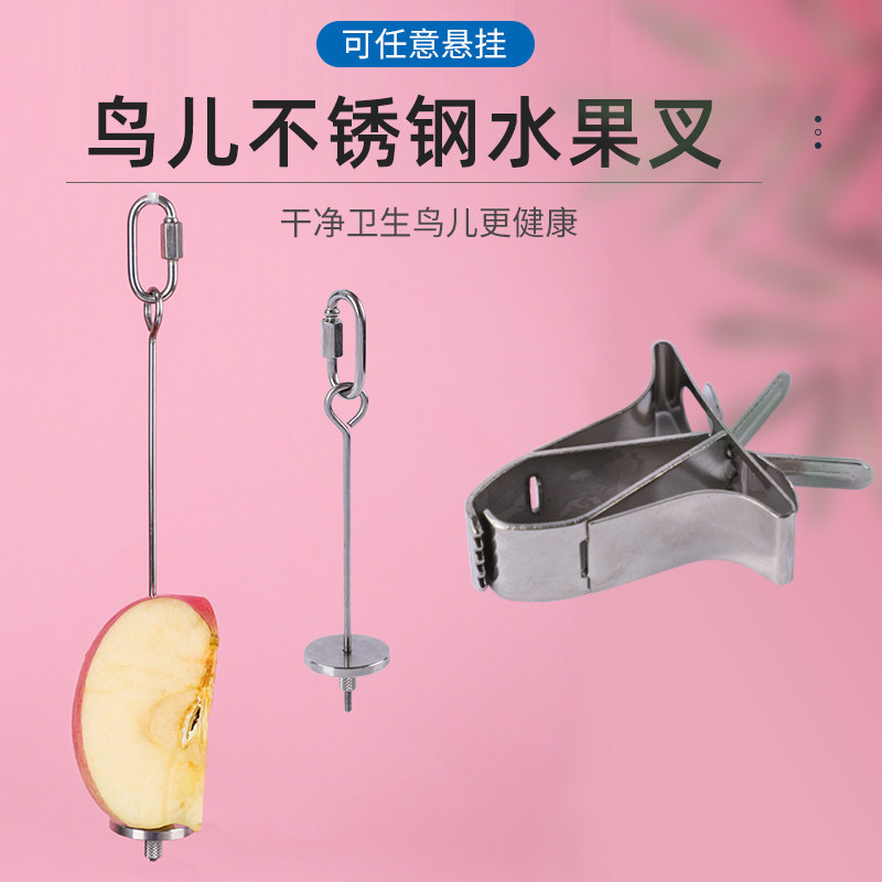 鹦鹉鸟用不锈钢水果叉喂水果神器