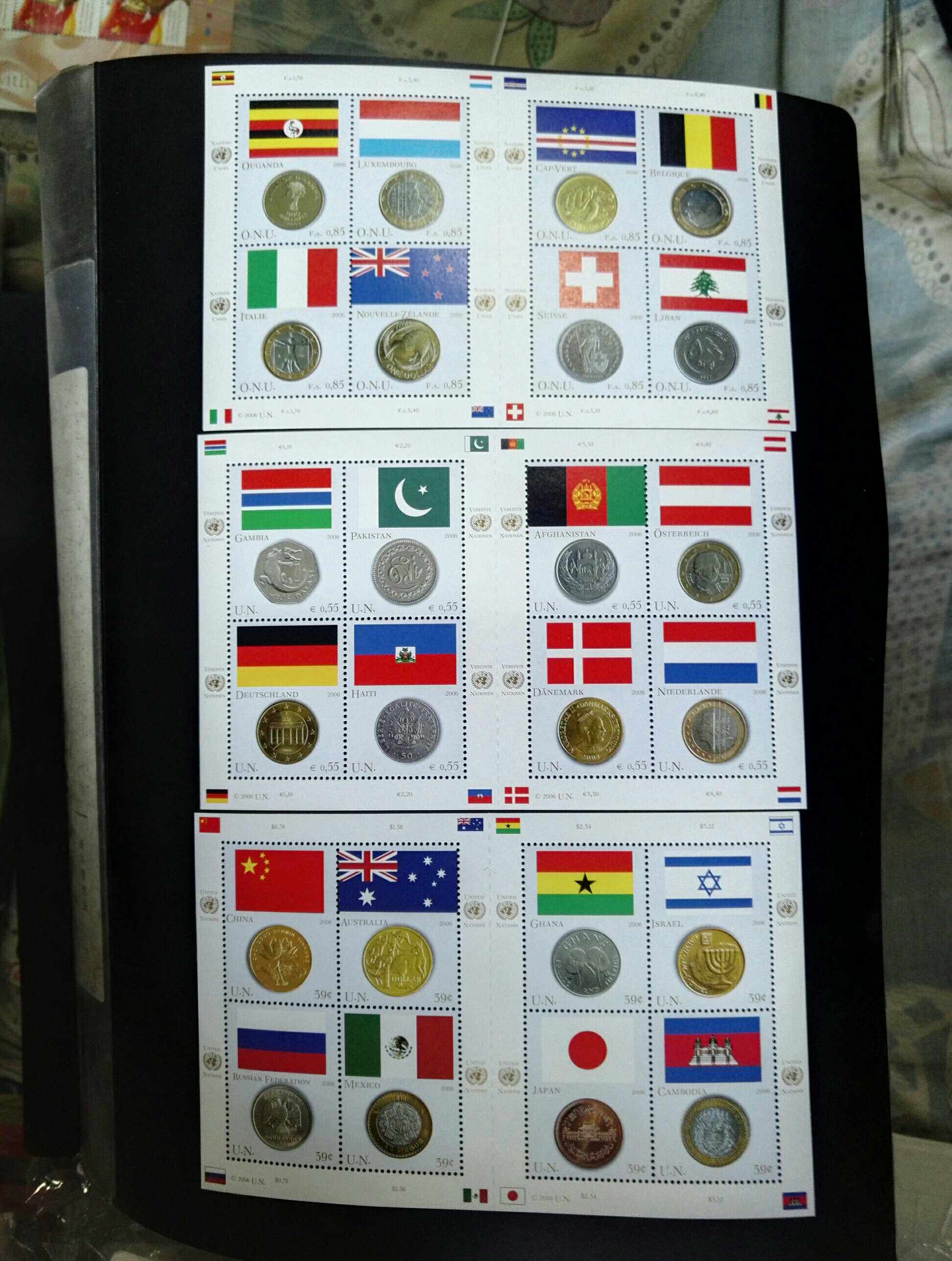 联合国2006年国旗钱币小全张2新（无下张）