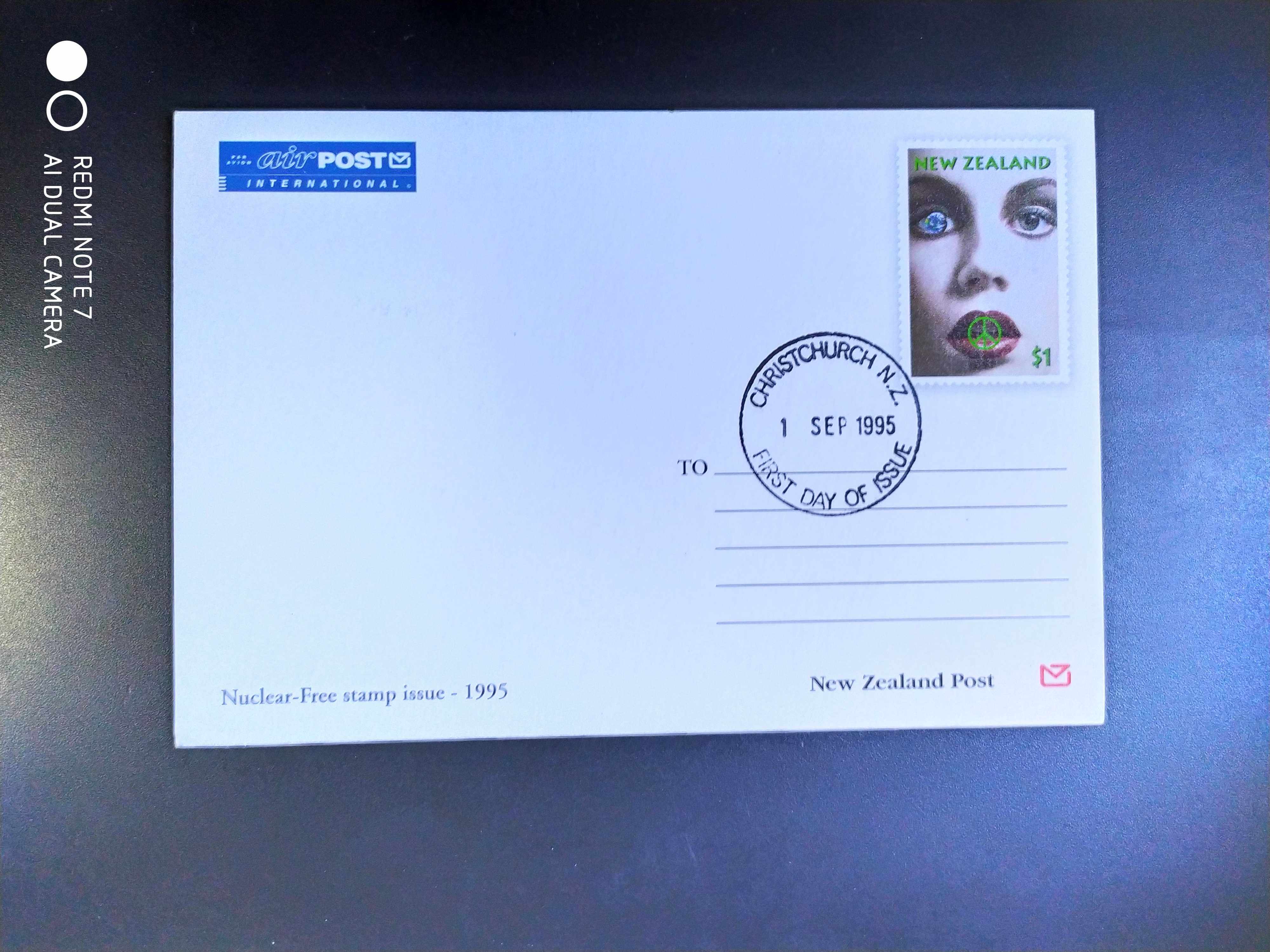 新西兰1995年无核运动邮票邮资片1枚