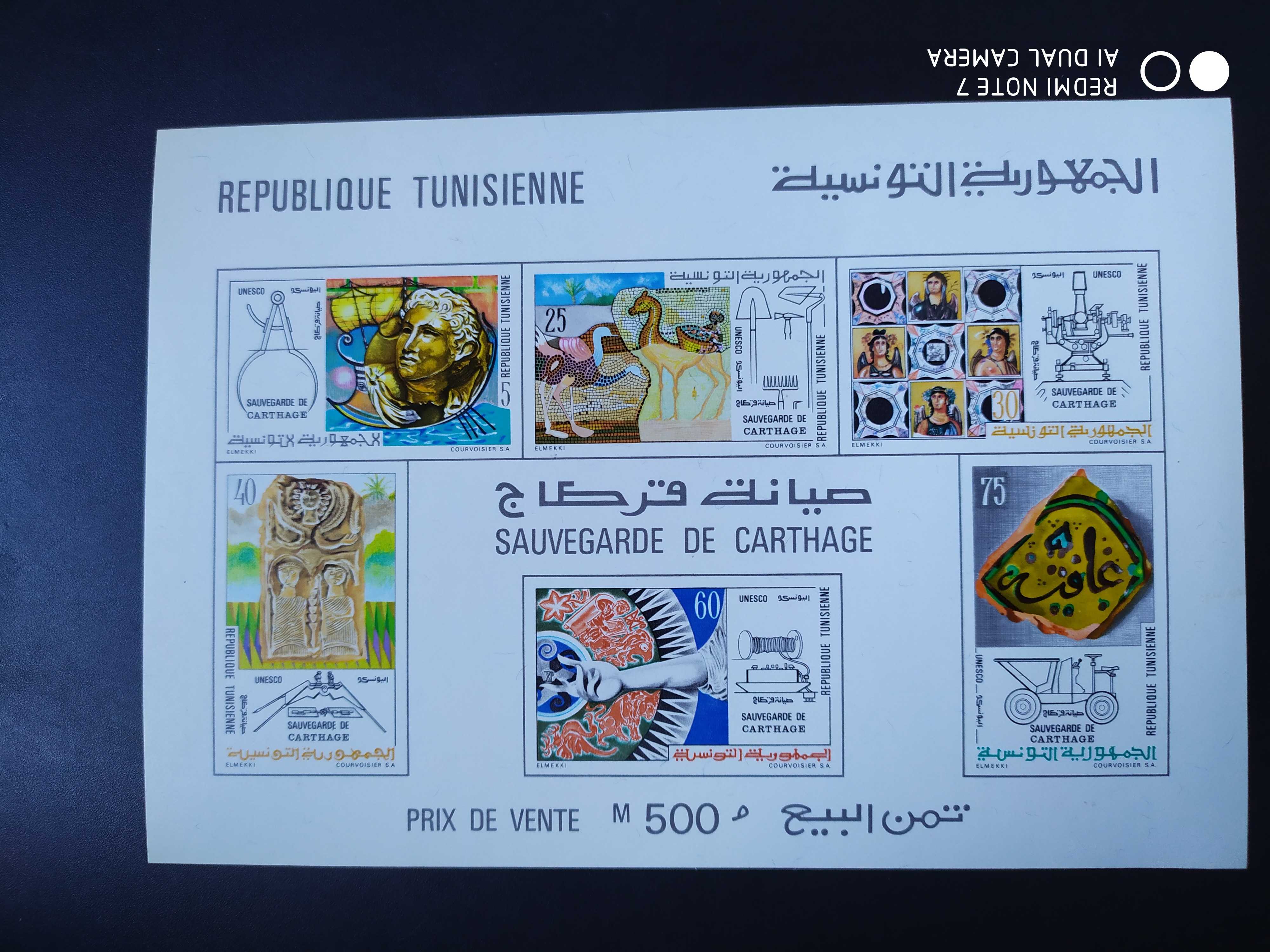 突尼斯1973年世界遗产迦太基壁画邮票无齿张1全新