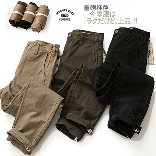 chino长裤 欧美潮牌商务直筒休闲裤 男 裤 日系秋冬纯棉水洗做旧工装